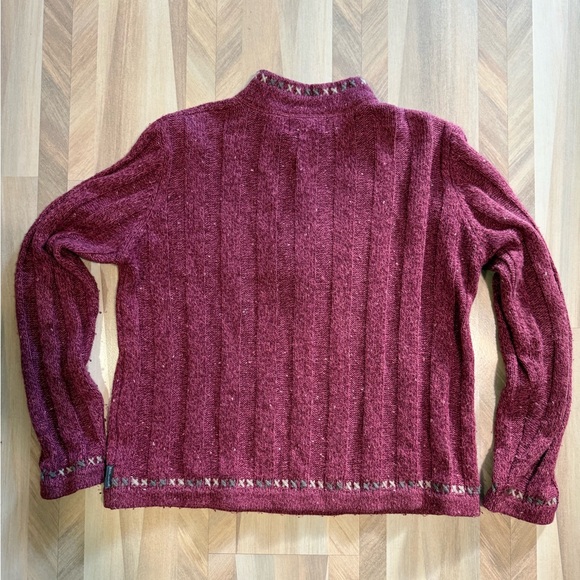 Woolrich Deep Red Knit Sweater quarter zip Size M - Picture 4 of 9